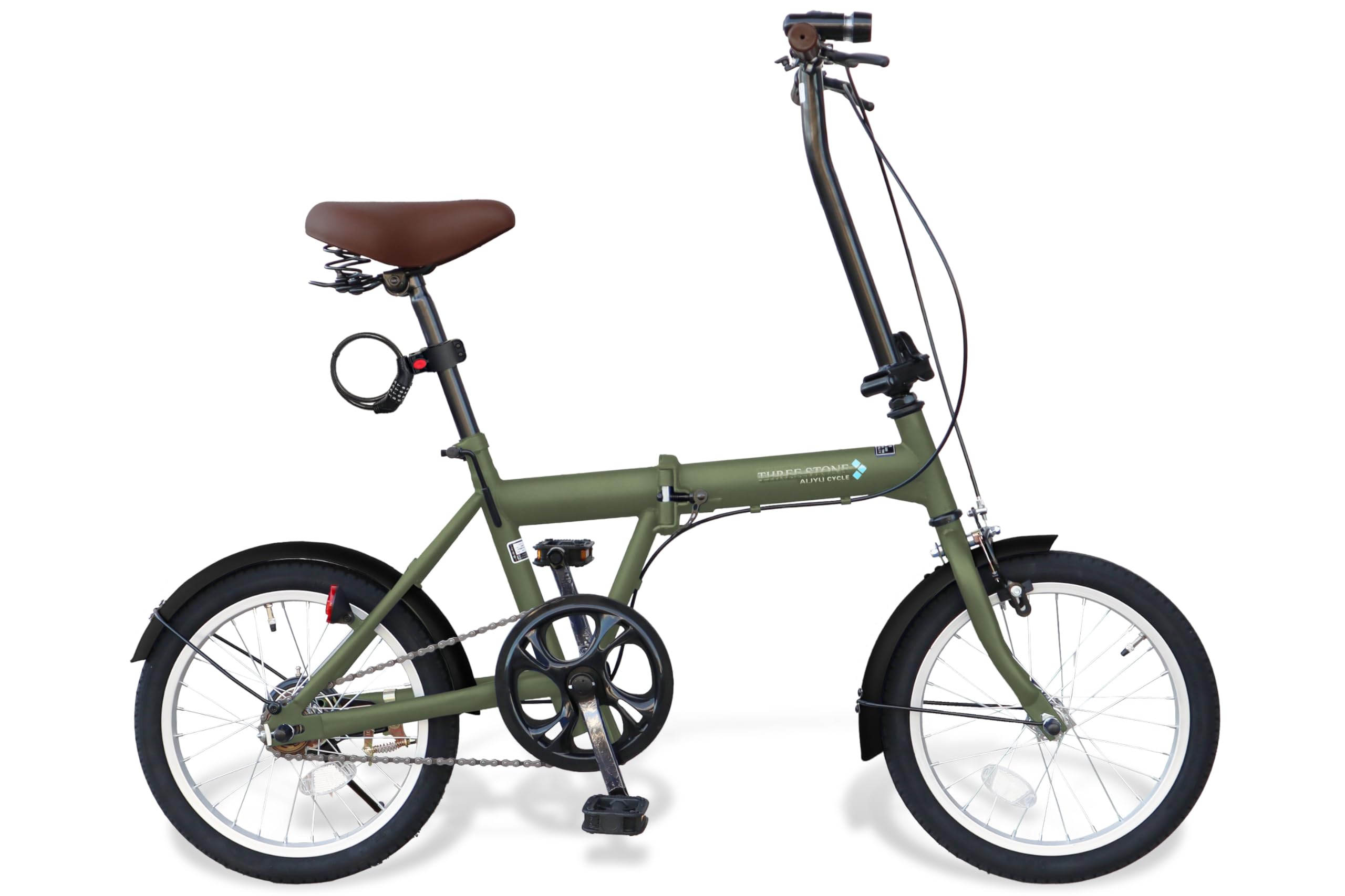 折り畳み自転車 16インチ 変速無し カーキ 鍵×1 コンパクトサイズ 自転車 グリーン系/緑 折りたたみ 札幌市 中央区 南12条 折り畳み自転車 16インチ 変速無し カーキ 鍵×1 コンパクトサイズ